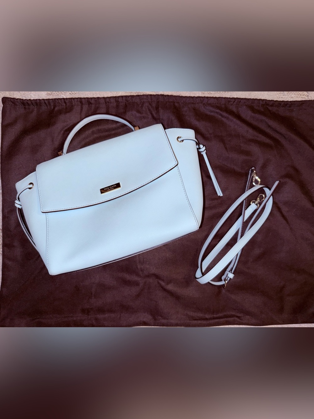 Kate Spade Lilah Loral Way Blue Island Waters Leather Satchel Crossbody Bag